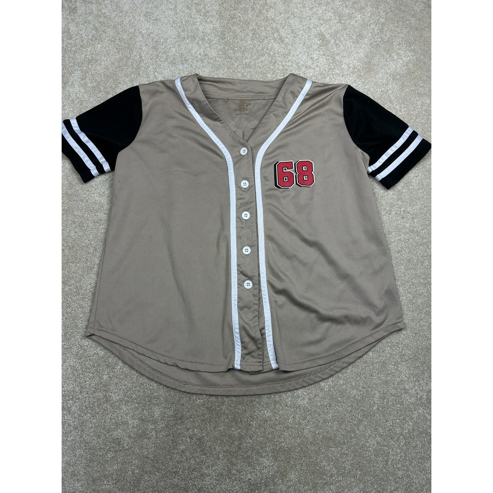 Orange Kiss Los Angeles Baseball Jersey XL Tan Black 68 Streetwear Hip Hop Y2K